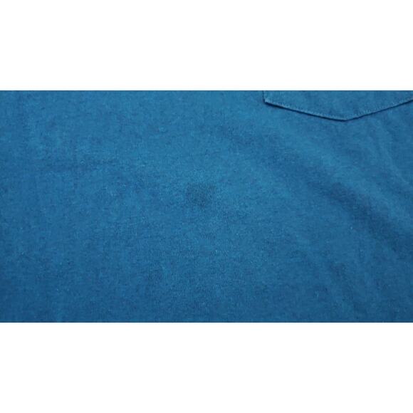 Carhartt Mens T Shirt 2XL XXL Bright Turquoise Blue Original Fit Logo Pocket Tee - Picture 2 of 10